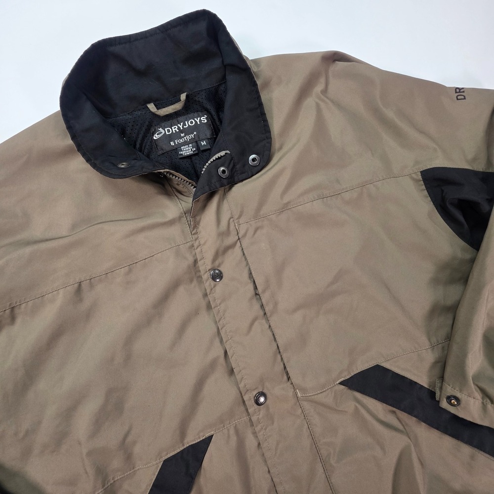 Men's DryJoys FootJoy Windbreaker Rain Jacket BLACK TAN size M Fishing Outdoors